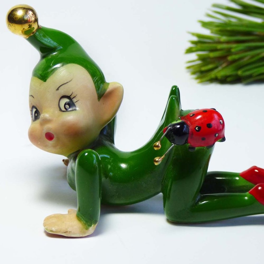 Josef Originals Green Crawling Ladybug Pixie Elf